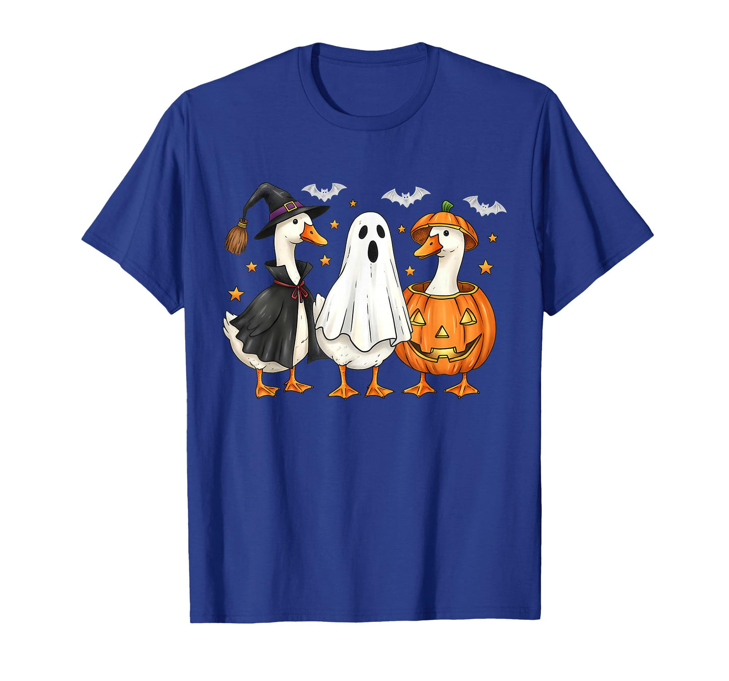 Retro Pumpkin Goose Halloween Fall Witch Funny Ducks Lover T-Shirt
