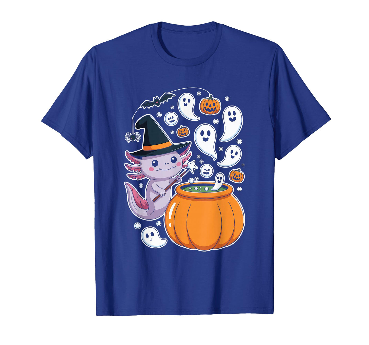 Cute Witchy Creature Stirring Cauldron Axolotl T-Shirt