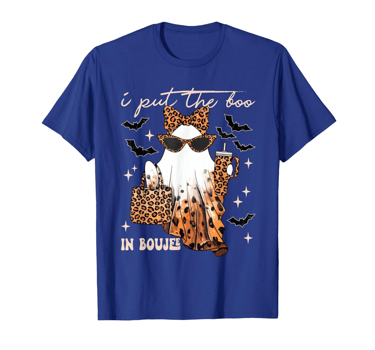 Coquette Leopard Boujee Ghost Coffee Halloween October Vibes T-Shirt