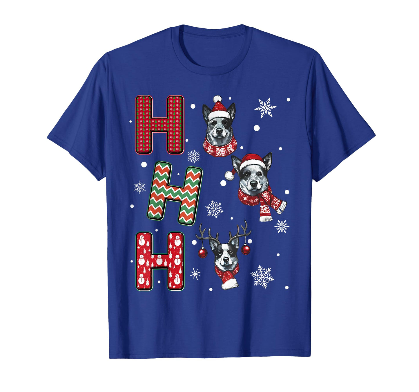 Ho Ho Ho Blue Heeler Dog Matching Christmas Santa Elf Xmas T-Shirt
