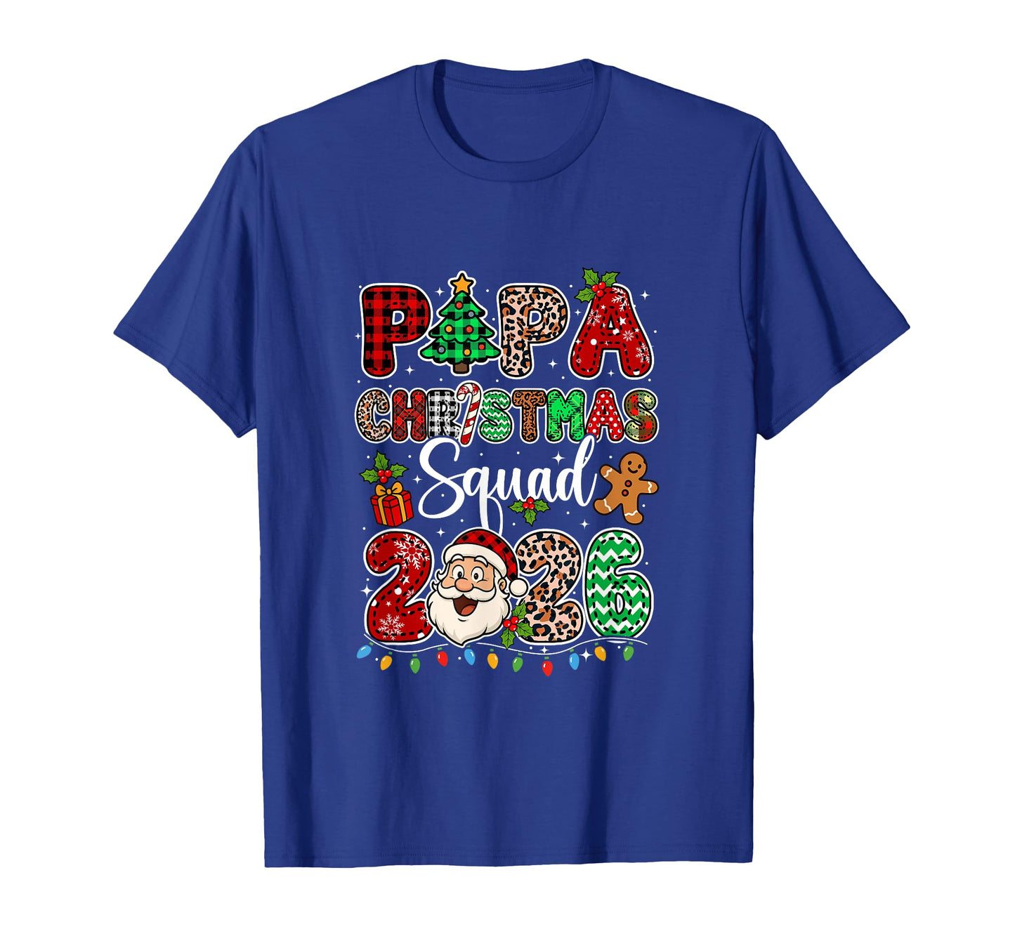 Papa Christmas Crew 2026 Leopard Funny Santa Family Group T-Shirt