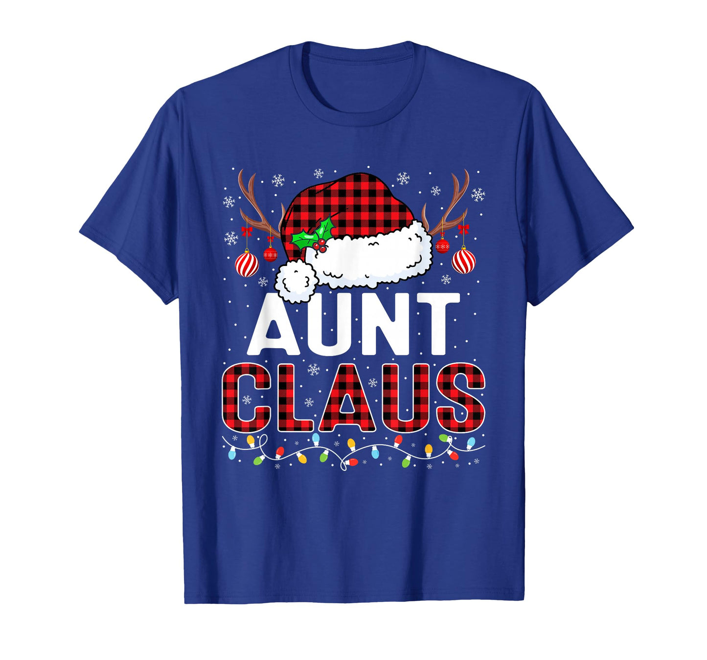 Christmas Lights Aunt Claus Family Matching Xmas Pajama T-Shirt