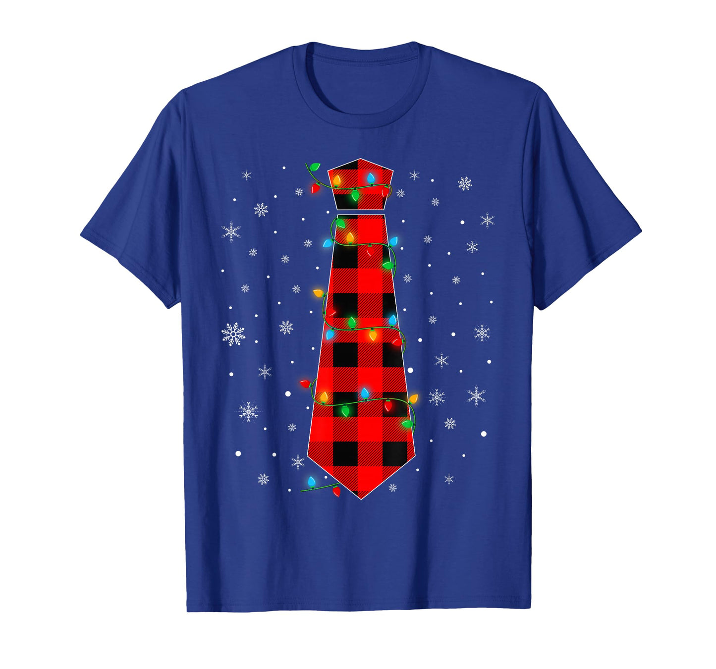 Matching Family Buffalo Plaid Tie Christmas Lights Pajamas T-Shirt