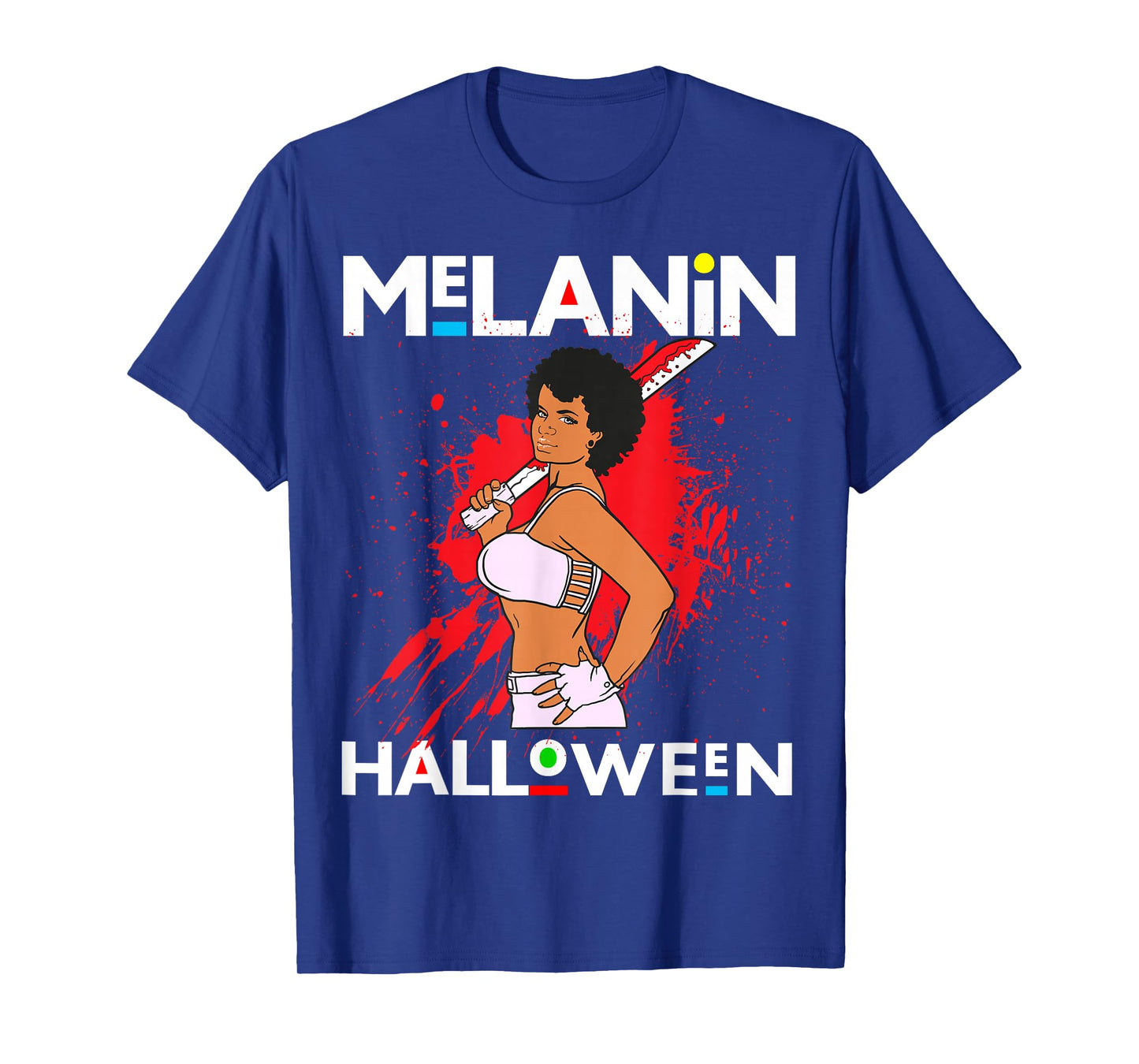 Funny Melanin Halloween Black Girl Magic Scary Blood Costume T-Shirt
