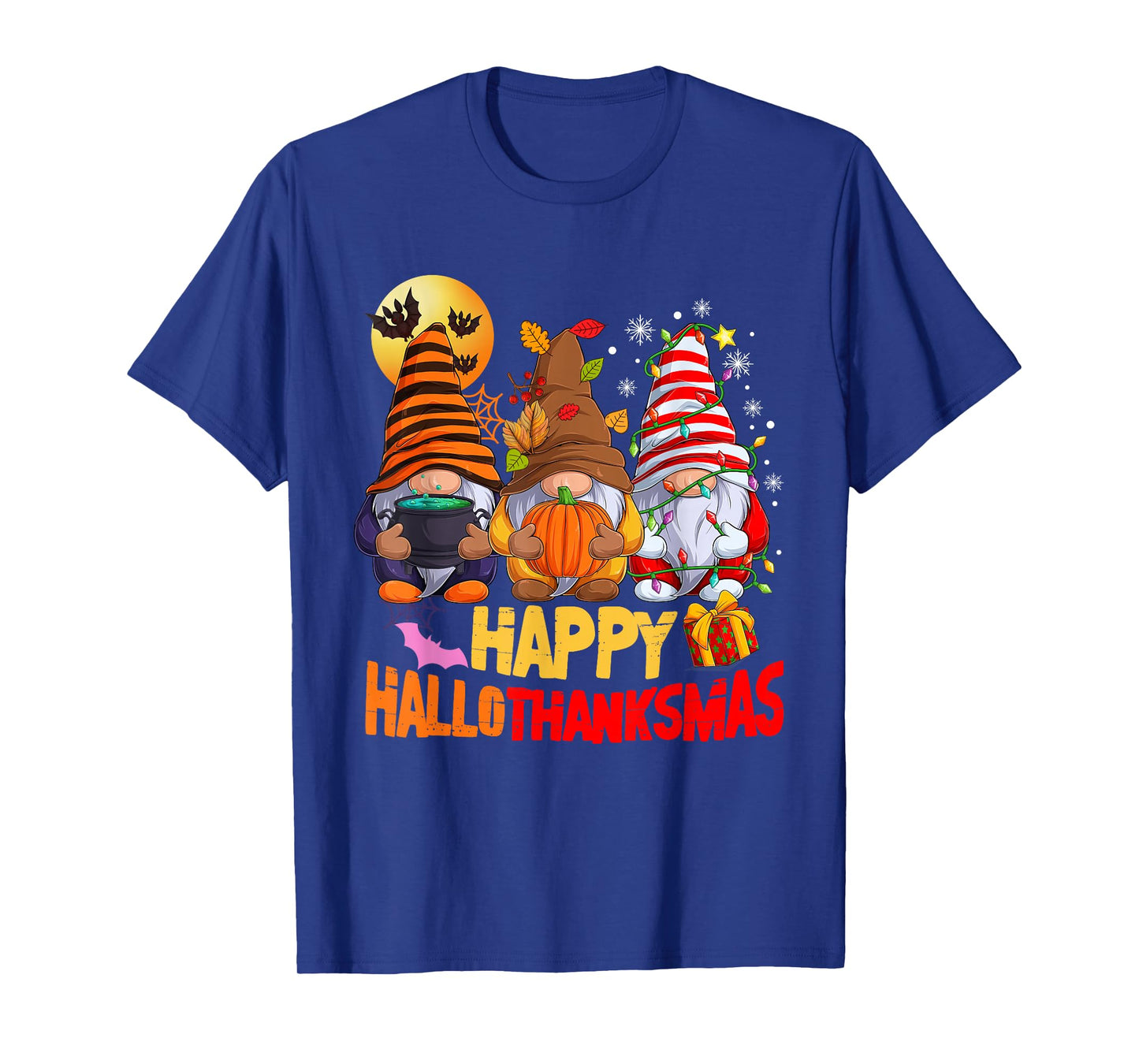 Happy Hallothanksmas Gnomes Lover Halloween Merry Christmas T-Shirt