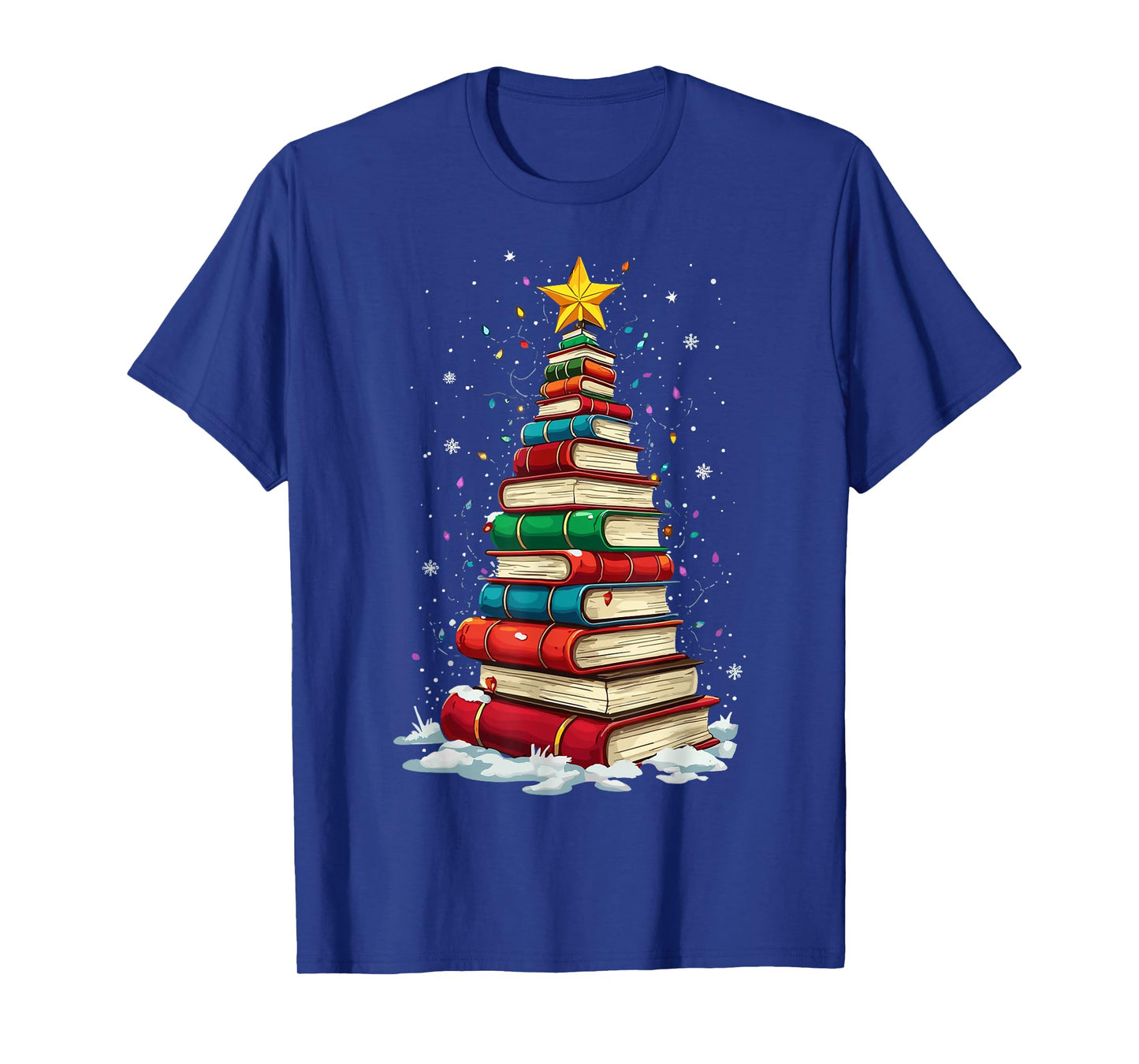 Book Christmas Tree Book Lover Teacher Librarian T-Shirt
