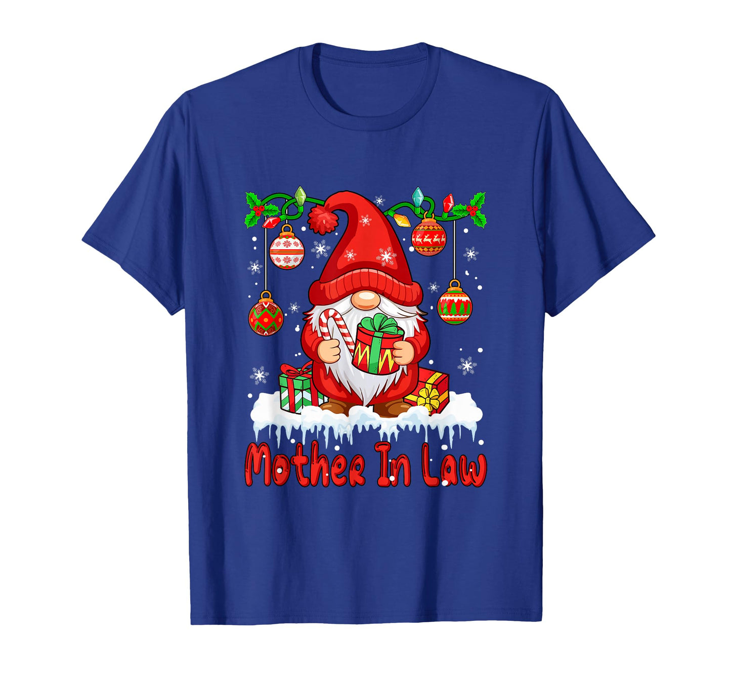 Mother in Law Christmas Gnome Colorful Lights Funny Family T-Shirt