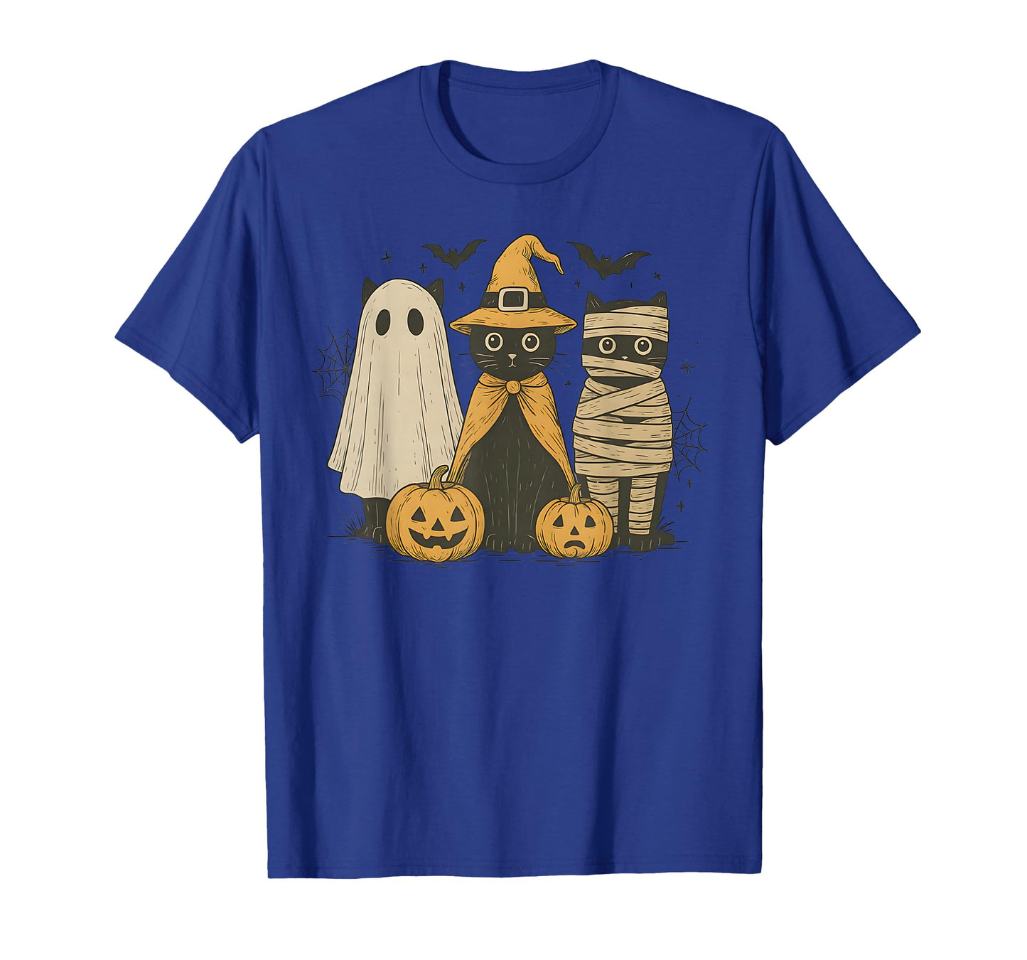 Black Cat Witch Ghost Scary Halloween Pumpkin Men Kids Gifts T-Shirt