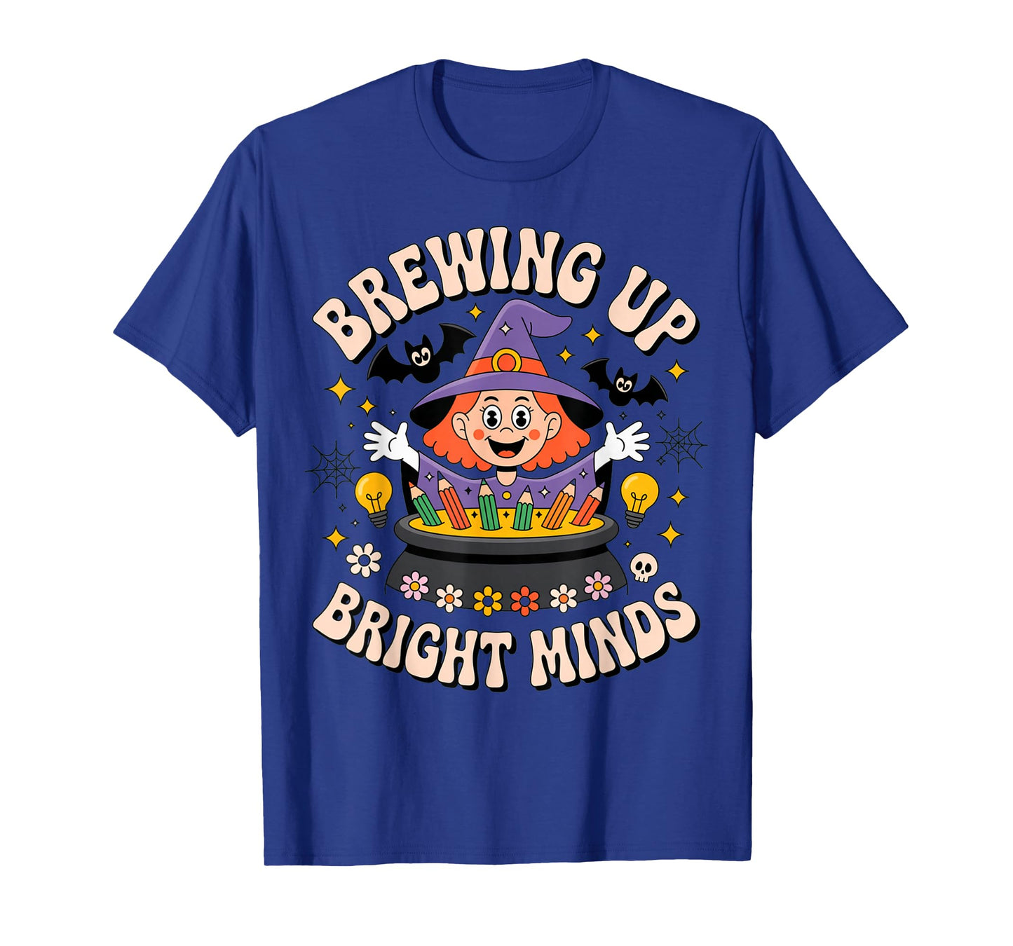 Brewing Up Bright Minds Teacher Halloween Witch T-Shirt