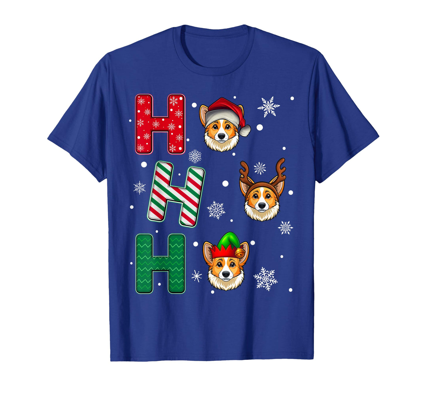 Ho Ho Ho Corgi Dog Lover Matching Christmas Santa Elf Xmas T-Shirt
