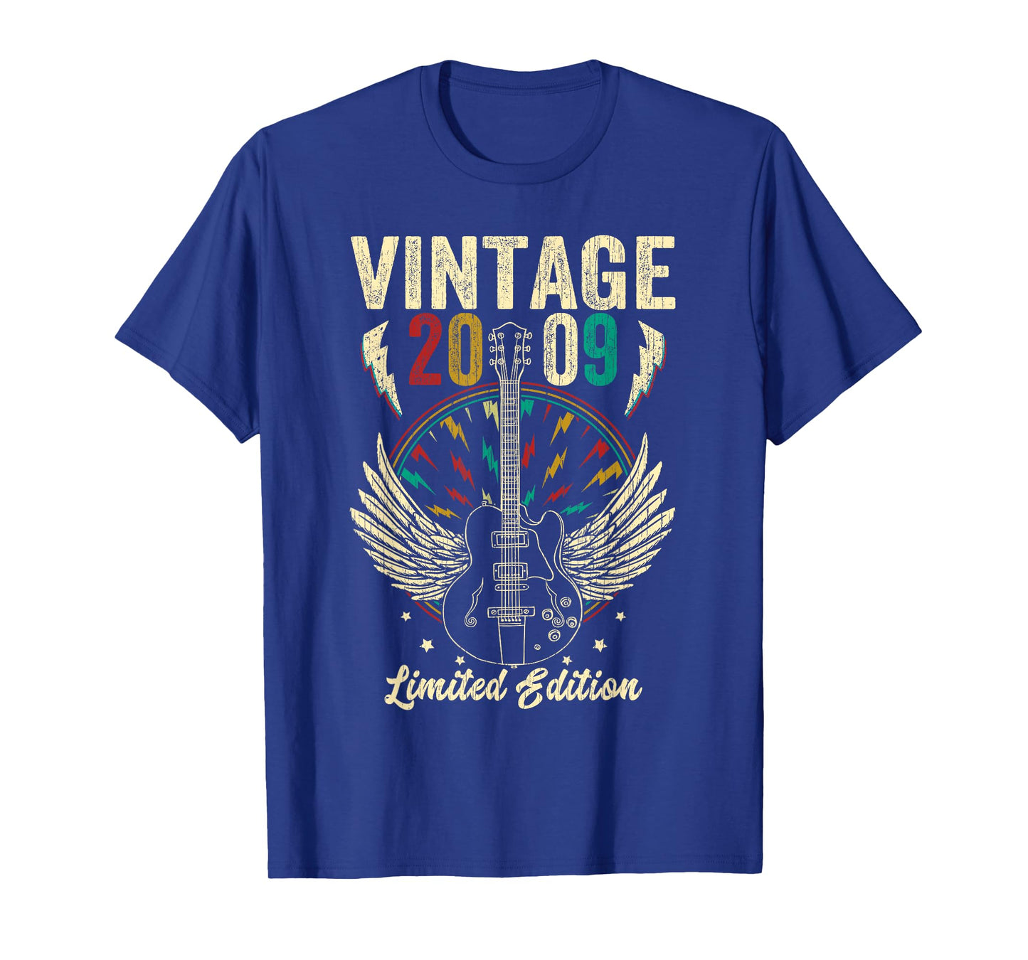 Vintage Born In 2009 16th Birthday Gifts 16 Years Old Guitar T-Shirt