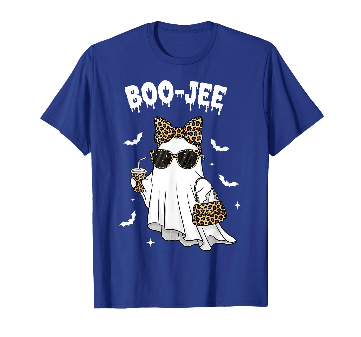 Coquette Leopard Ghost Coffee Boo-JEE Halloween Boujee Ghost T-Shirt