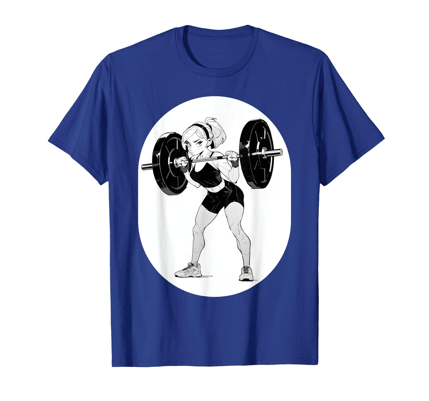 Anime & Manga Style Gym Girl holding Large Barbell T-Shirt