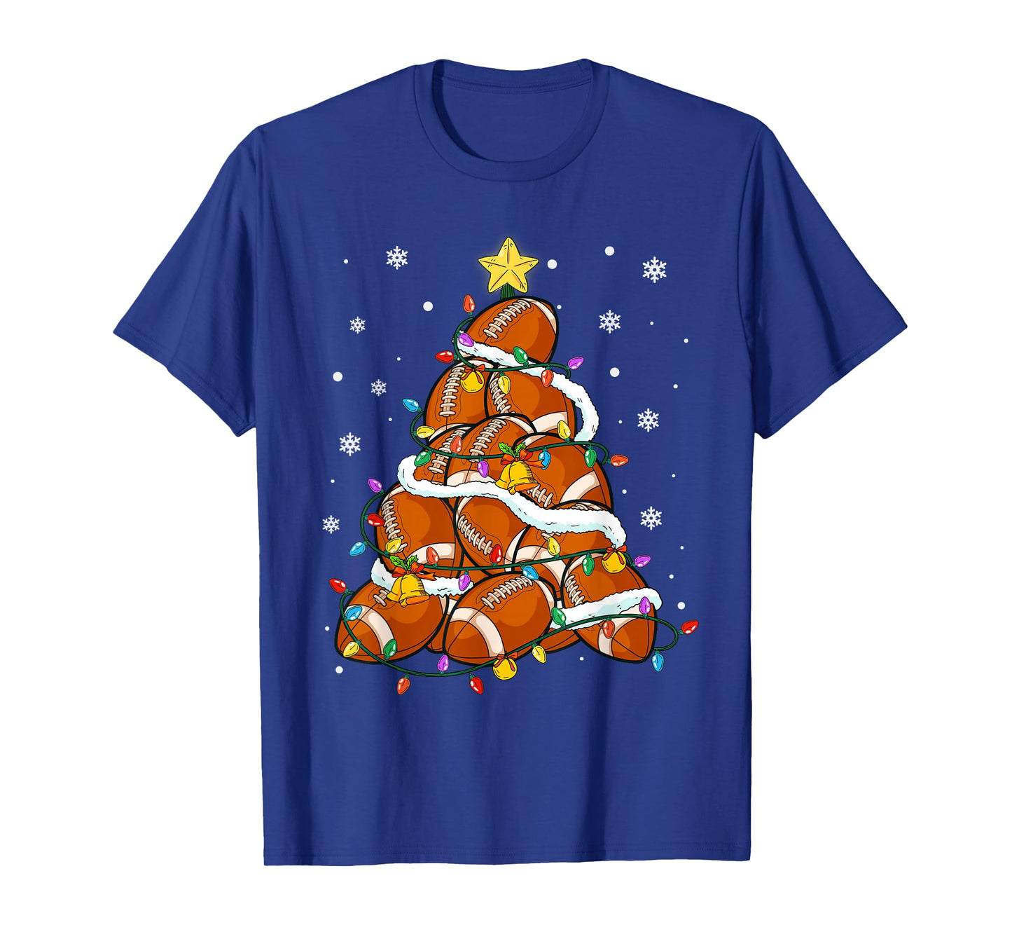 Football Christmas Tree Lights Santa Xmas Sport Men Boy Kids T-Shirt
