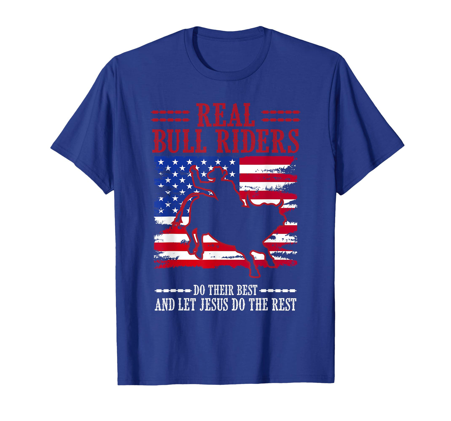 Bull Riding American Flag Rodeo Patriotic Christian Rider T-Shirt