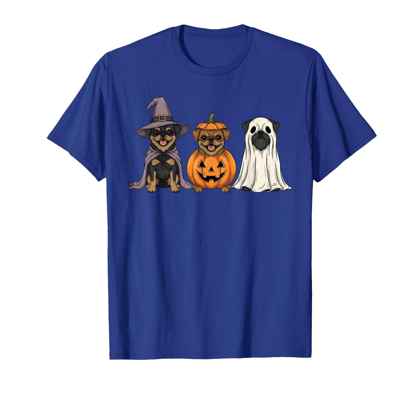 Spooky Ghost Brussels Griffon Pumpkin Halloween Dog Lover T-Shirt