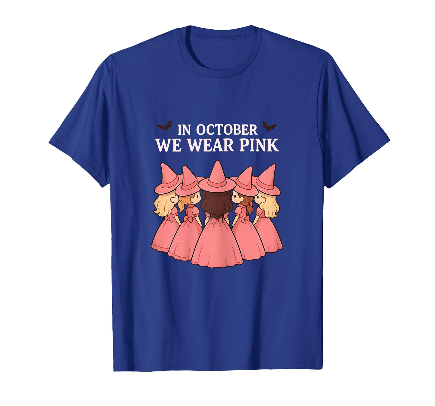 in October We Wear Pink Witches Group Breast Cancer Awarenes T-Shirt