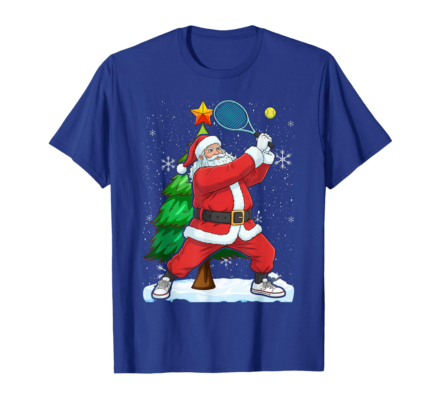 Christmas Santa Claus Game Tennis Racket T-Shirt