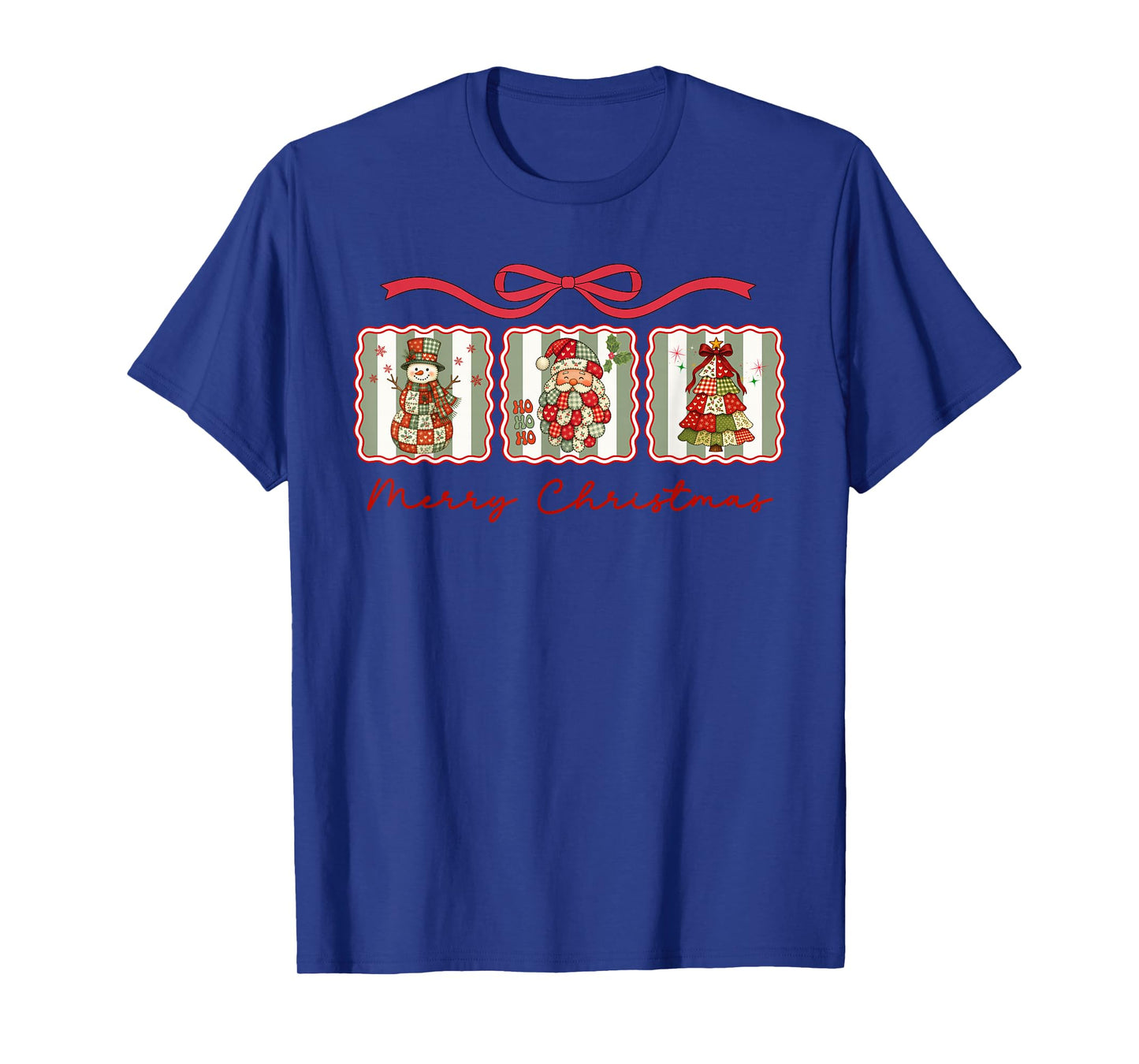 Awesome Patchwork Santa Merry Christmas T-Shirt
