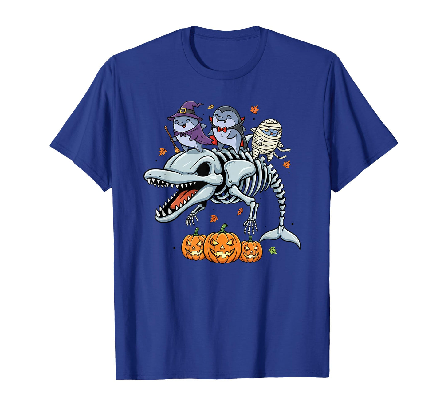 Dolphin Skeleton Mummy Witch Halloween Kids Mens Womens T-Shirt