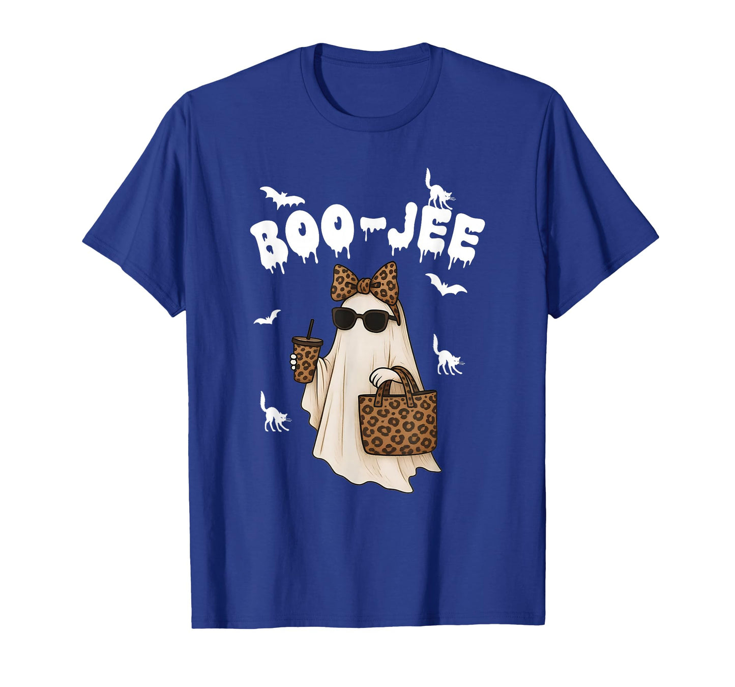 Coquette Leopard Ghost Coffee Boo-JEE Halloween Boujee Ghost T-Shirt