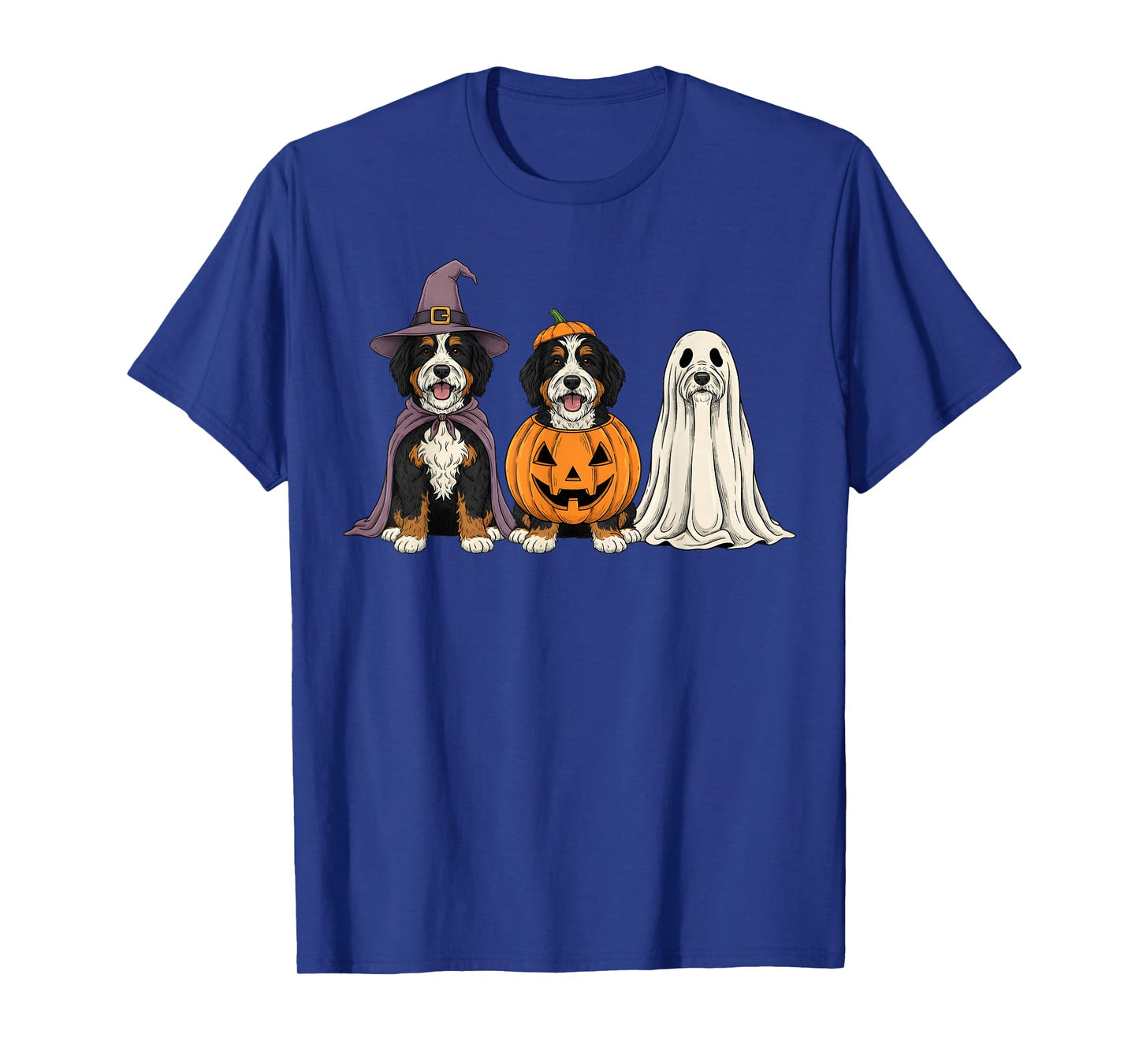 Spooky Ghost Bernedoodle Pumpkin Halloween Doodle Dog Lover T-Shirt