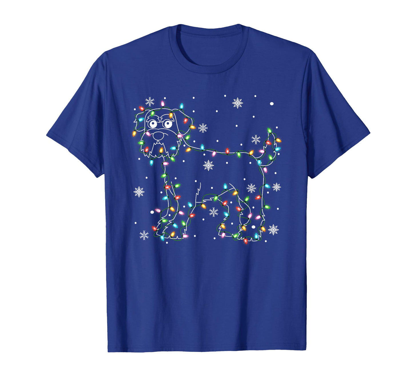 Schnauzer Dog Christmas Lights Sweater Pet Animal Dog Xmas T-Shirt