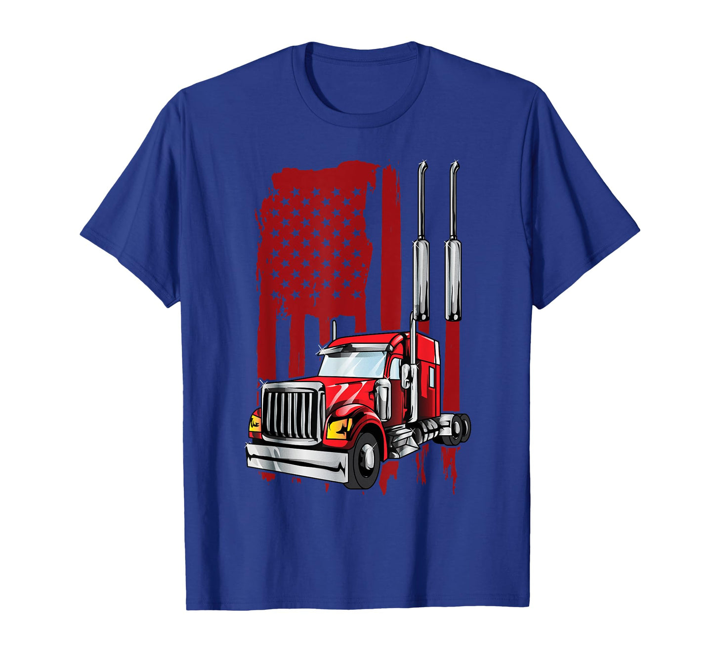 American Flag Semi Truck Driver Tee Truck Lovers Trucker Women Kids Men T-Shirt