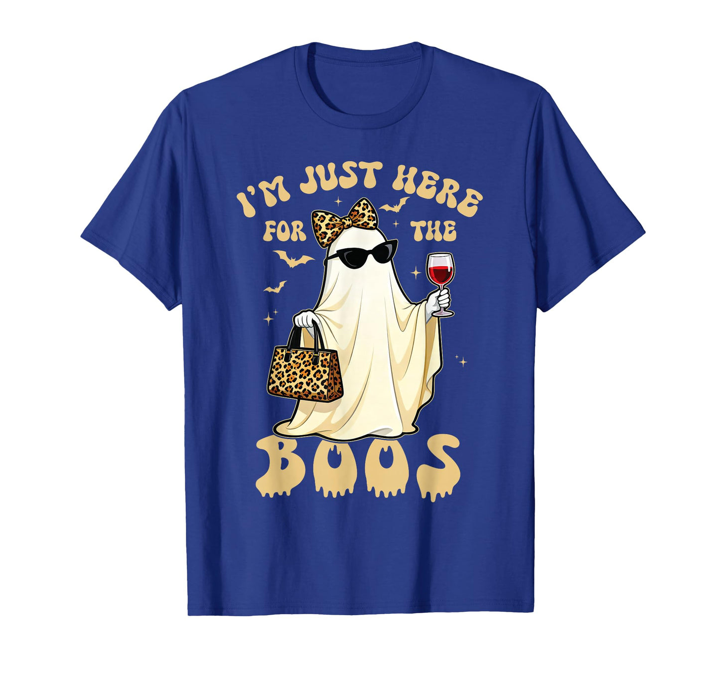 I'm Just Here for The Boos Funny Groovy Fall Ghost Halloween T-Shirt