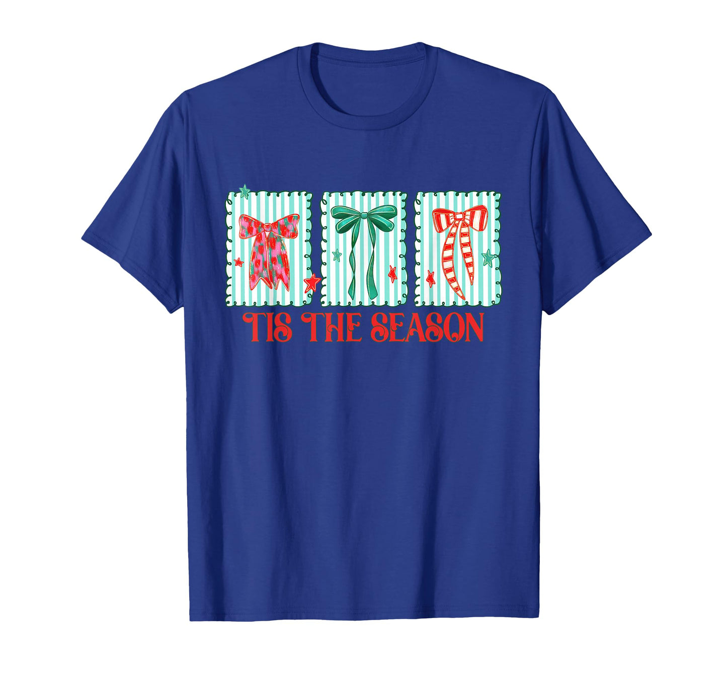 Coquette Bow Tis The Season Christmas Tree Merry & Bright T-Shirt