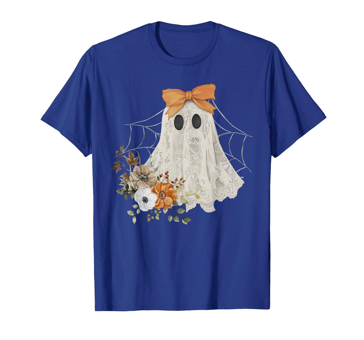 Coquette Ghost Halloween Flower Ghost Spooky Lace Ghost T-Shirt