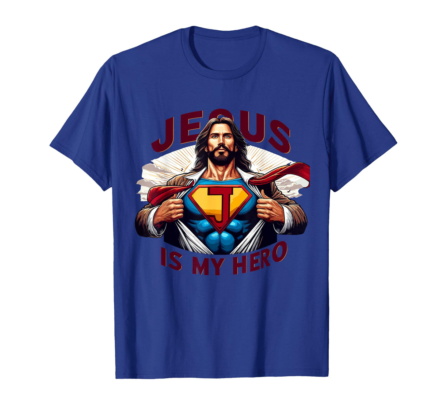 Jesus Is My Superhero Religious Christian Catholic Rizzen T-Shirt, Small, Black