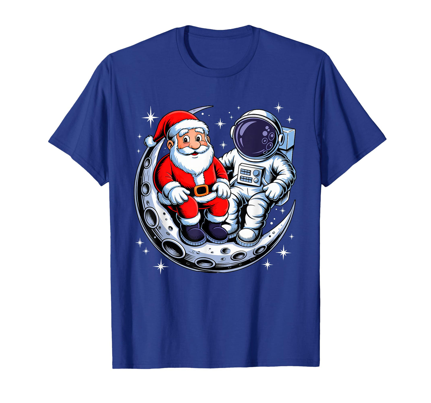 Santa Astronaut Reading Book Moon Space for Women Kids Men T-Shirt