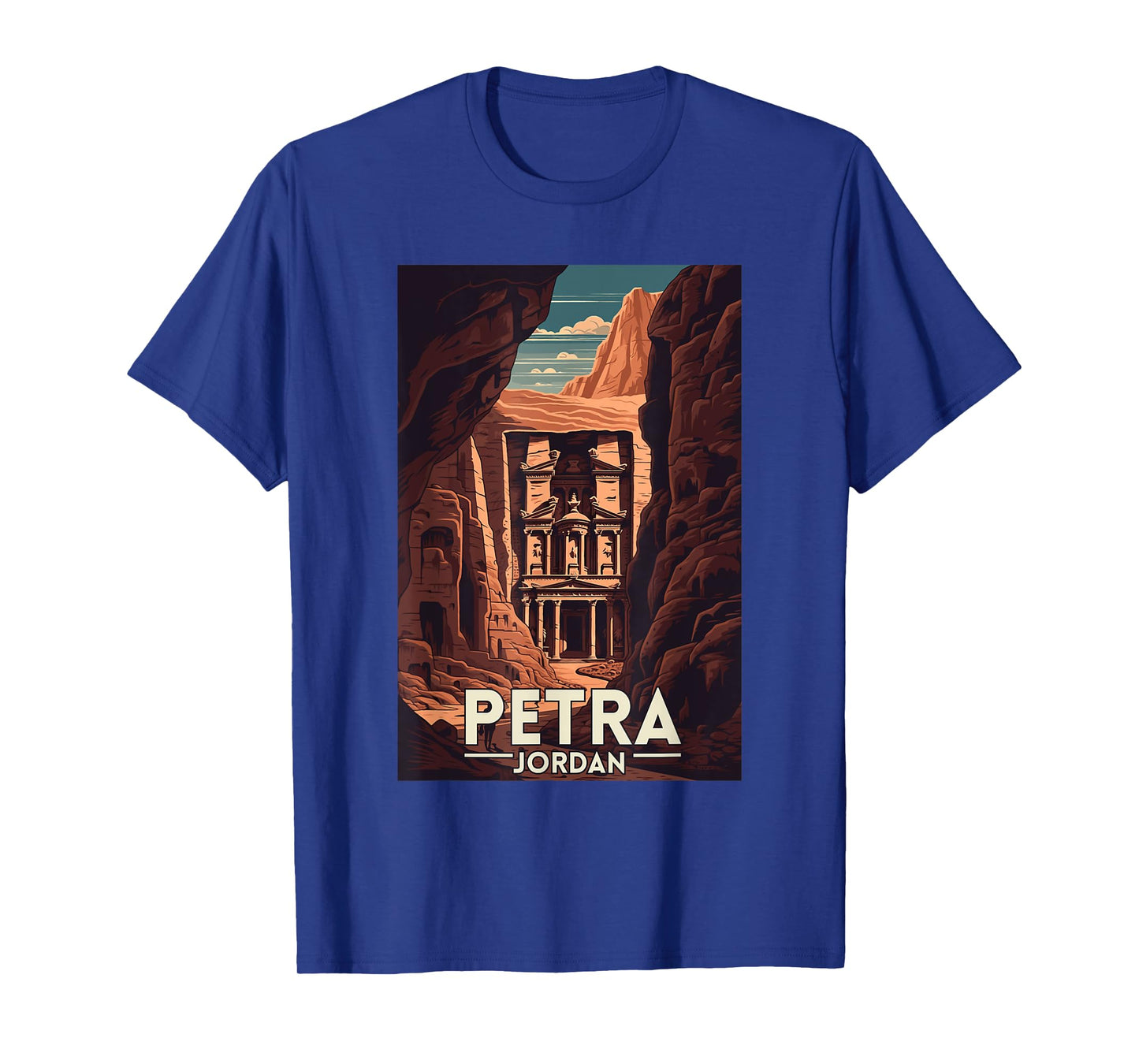 Petra Jordan Retro Vintage Travel Souvenir T-Shirt, Small, Black
