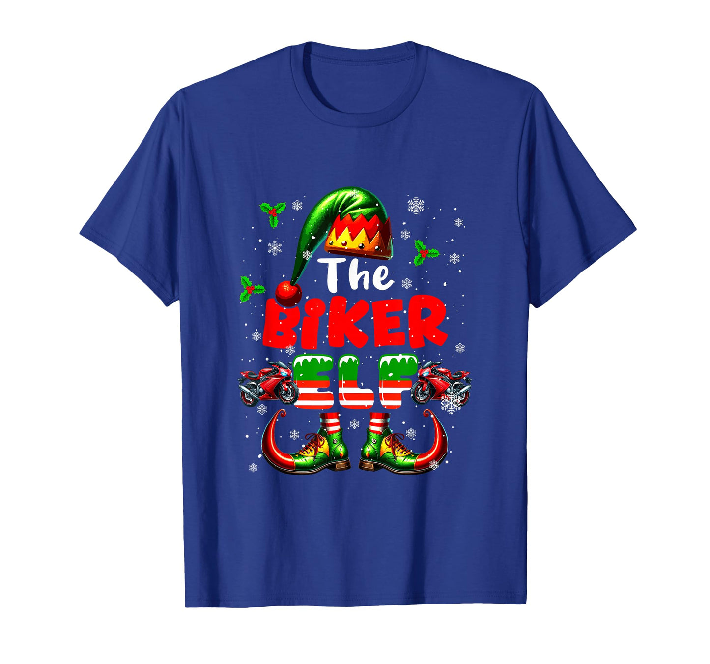 The Biker Elf Christmas Funny Job Team Matching Parties T-Shirt