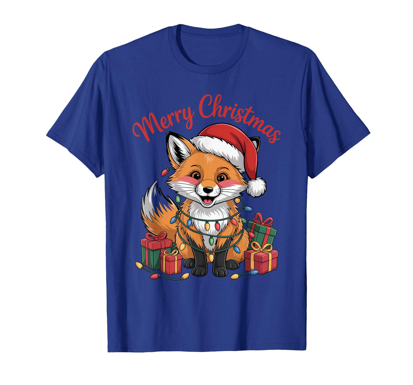 Fox Santa Hat Christmas Design Funny Animal Lovers Holiday T-Shirt