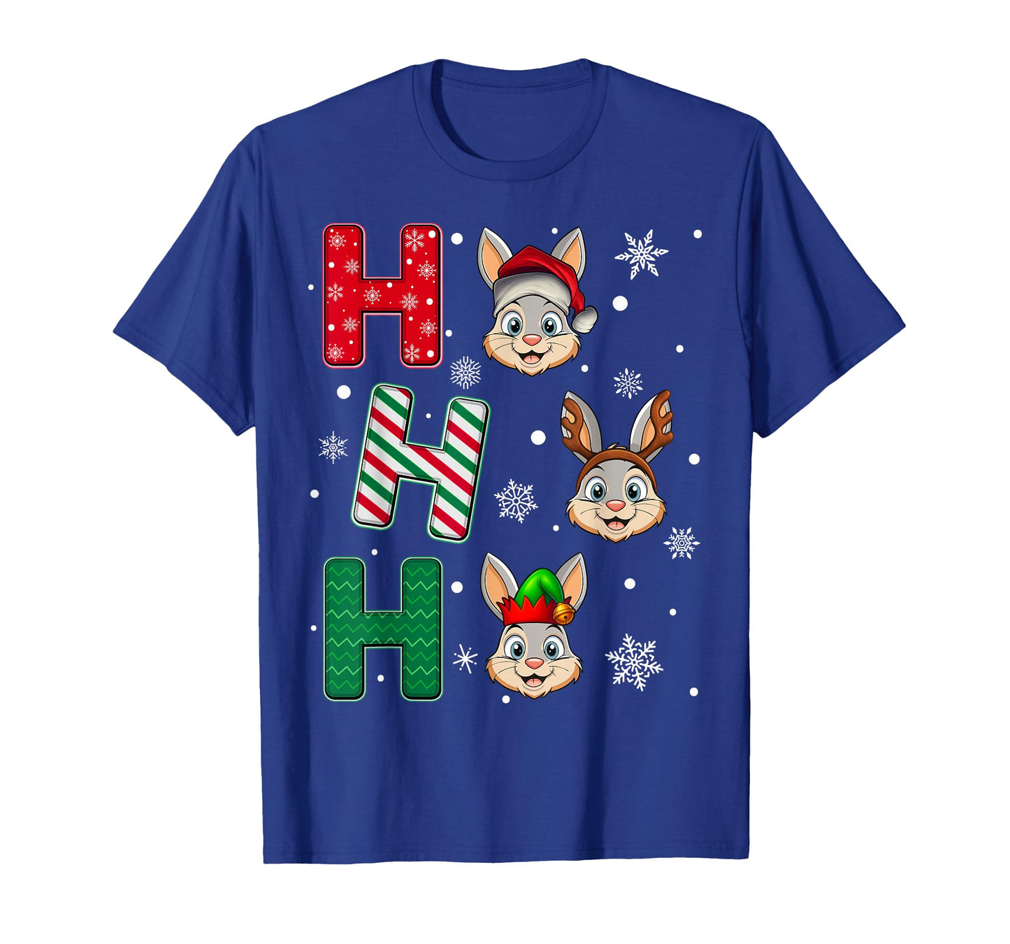 Ho Ho Ho Hare Animal Matching Santa Elf Xmas T-Shirt