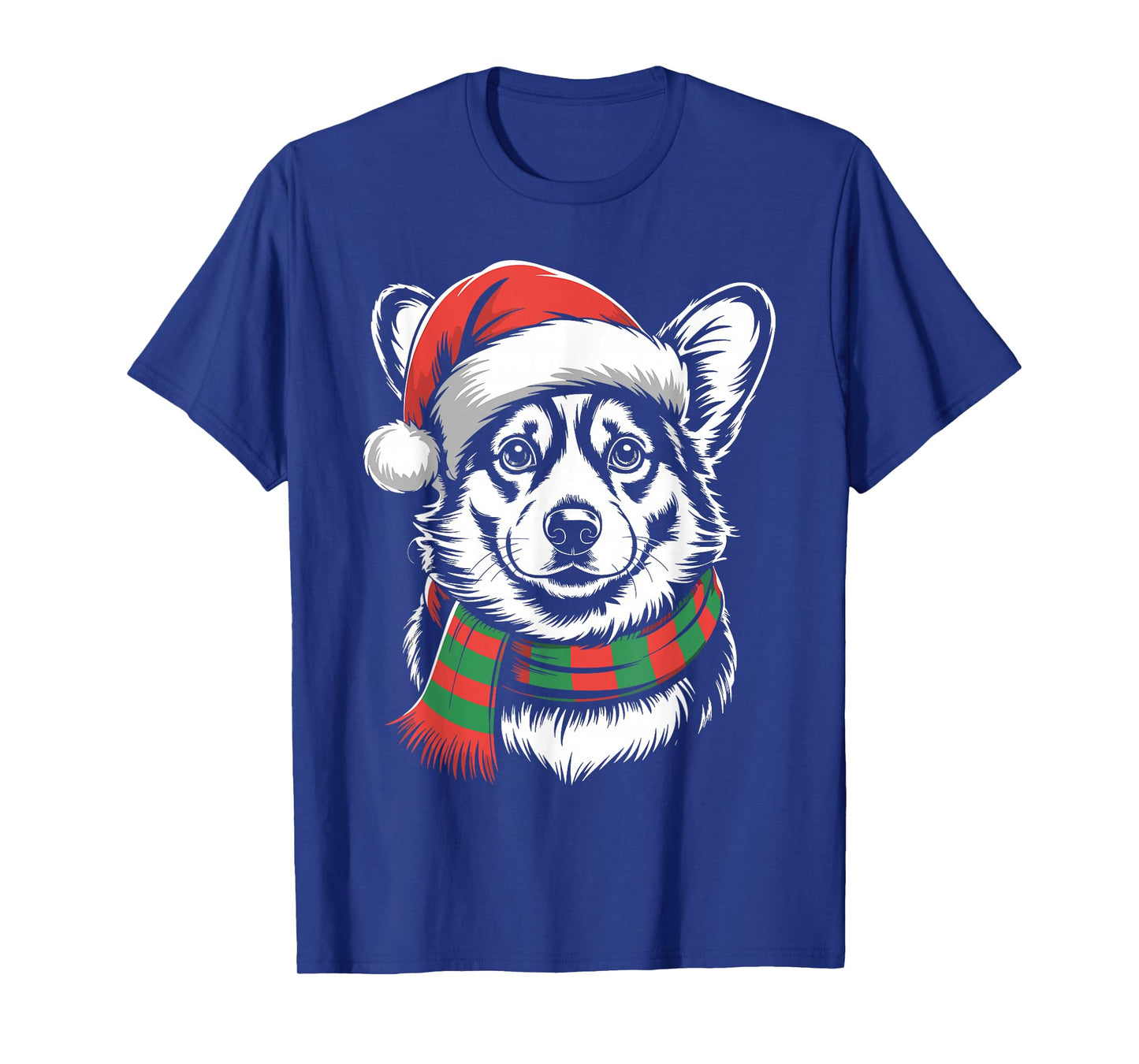 Corgi Dog Xmas Santa Hat Scarf Christmas Costume T-Shirt
