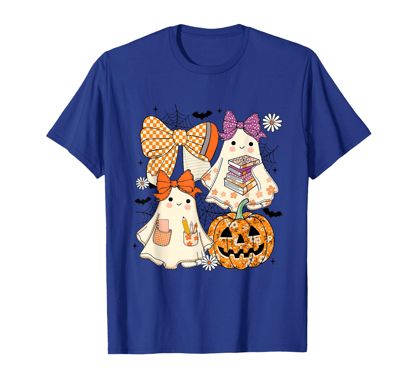 Cute Ghost Teacher Book Lovers Autumn Fall Halloween Ghost T-Shirt