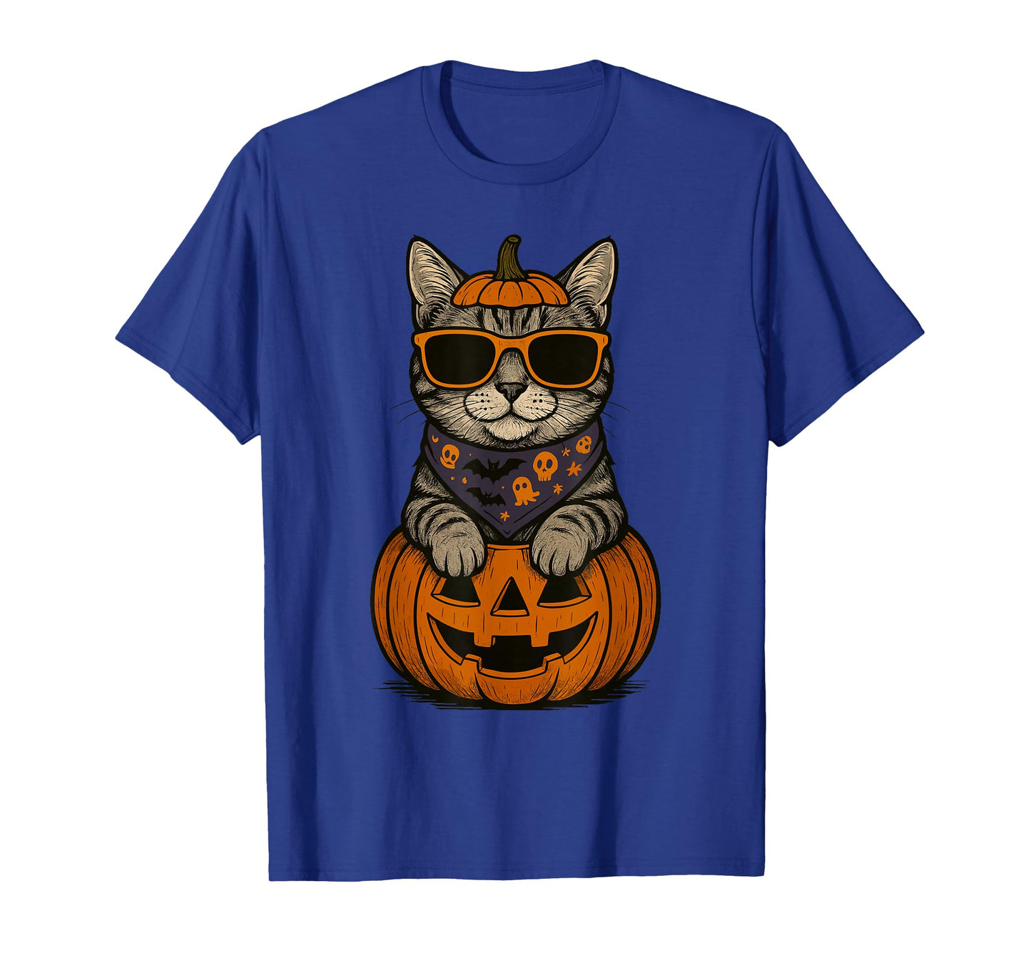 Spooky Tabby Cat Pumpkin Halloween Cat Lover T-Shirt