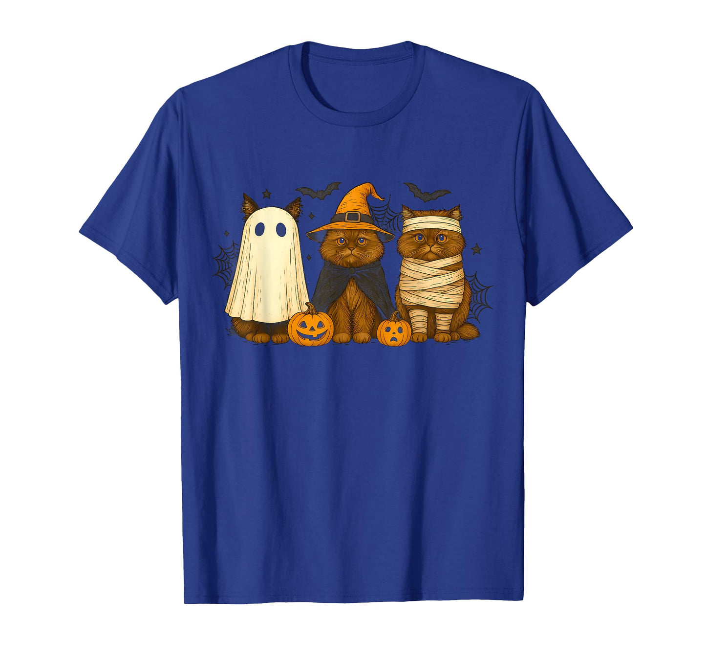 Retro Cat Witch Scary Halloween Pumpkin Women Men Kids T-Shirt