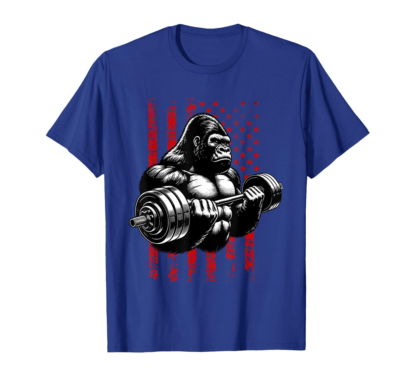 Gorilla lifting Weights | Gym America USA Flag Women Men T-Shirt