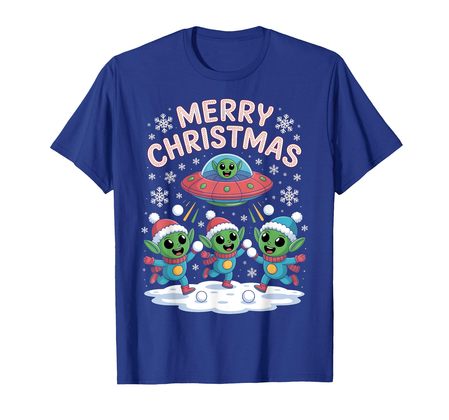 Funny Alien Trio Merry Ugly Christmas Santa Hat Gifts Xmas T-Shirt
