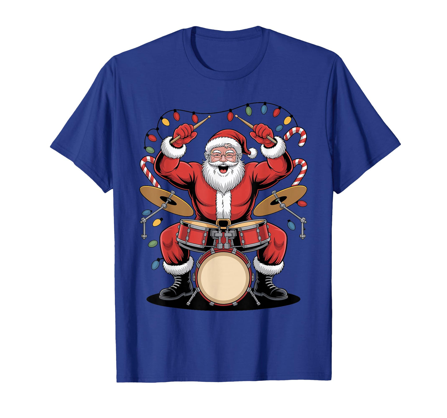 Santa Playing Drums Funny Holiday Christmas Xmas Pajama T-Shirt