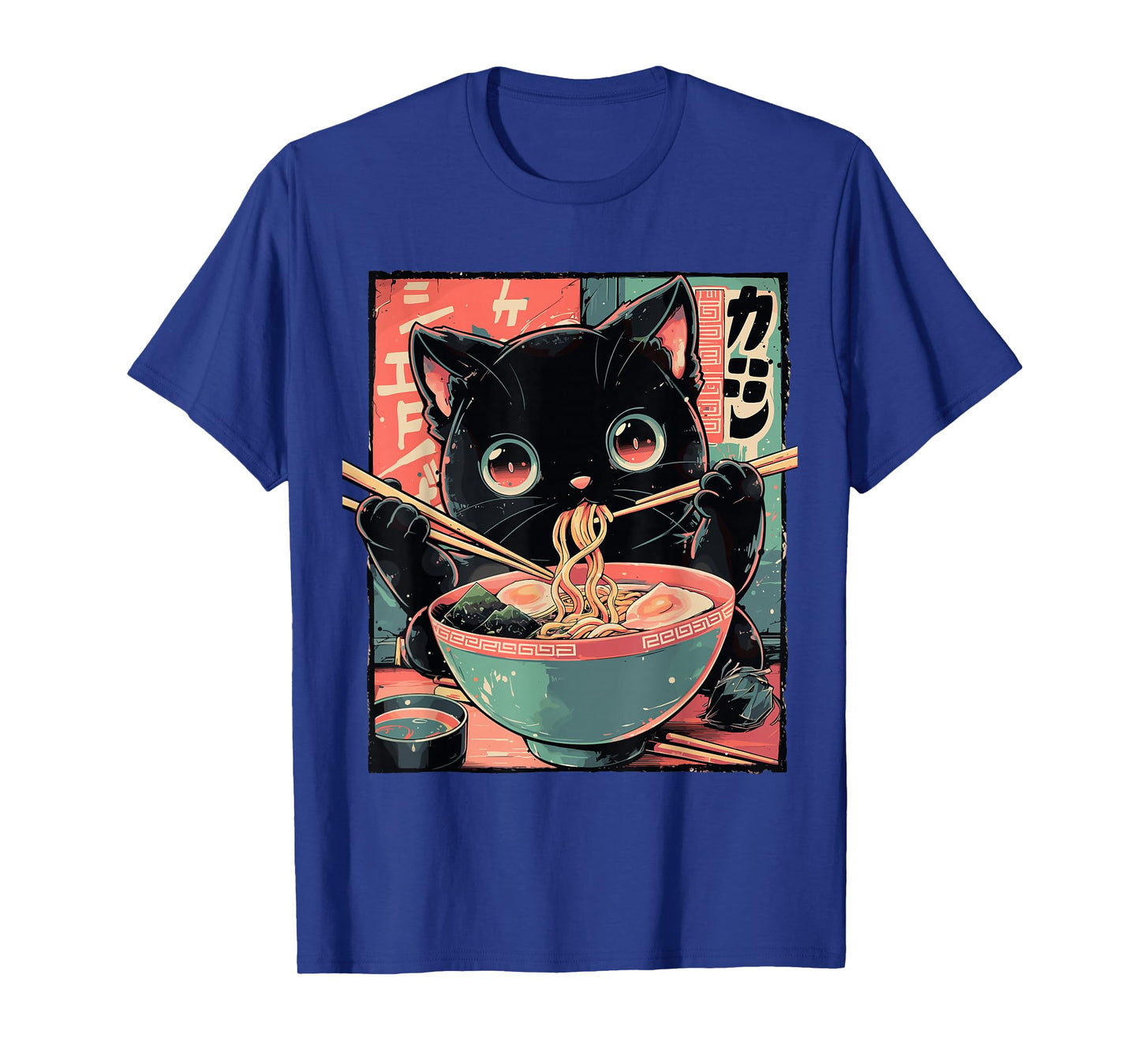 Cute Cat Eating Ramen Anime Japanese Culture T-Shirt