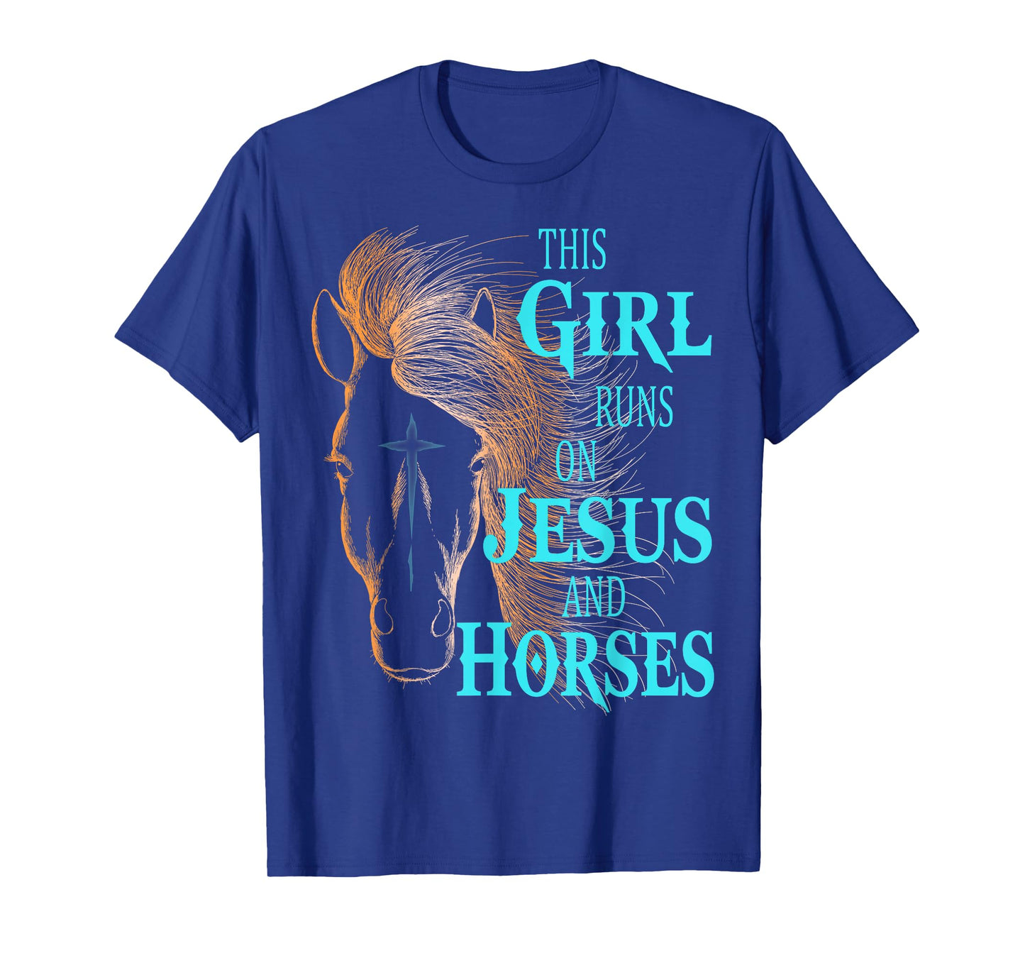Christian THIS GIRL RUNS ON JESUS & HORSES Equestrian Rider T-Shirt