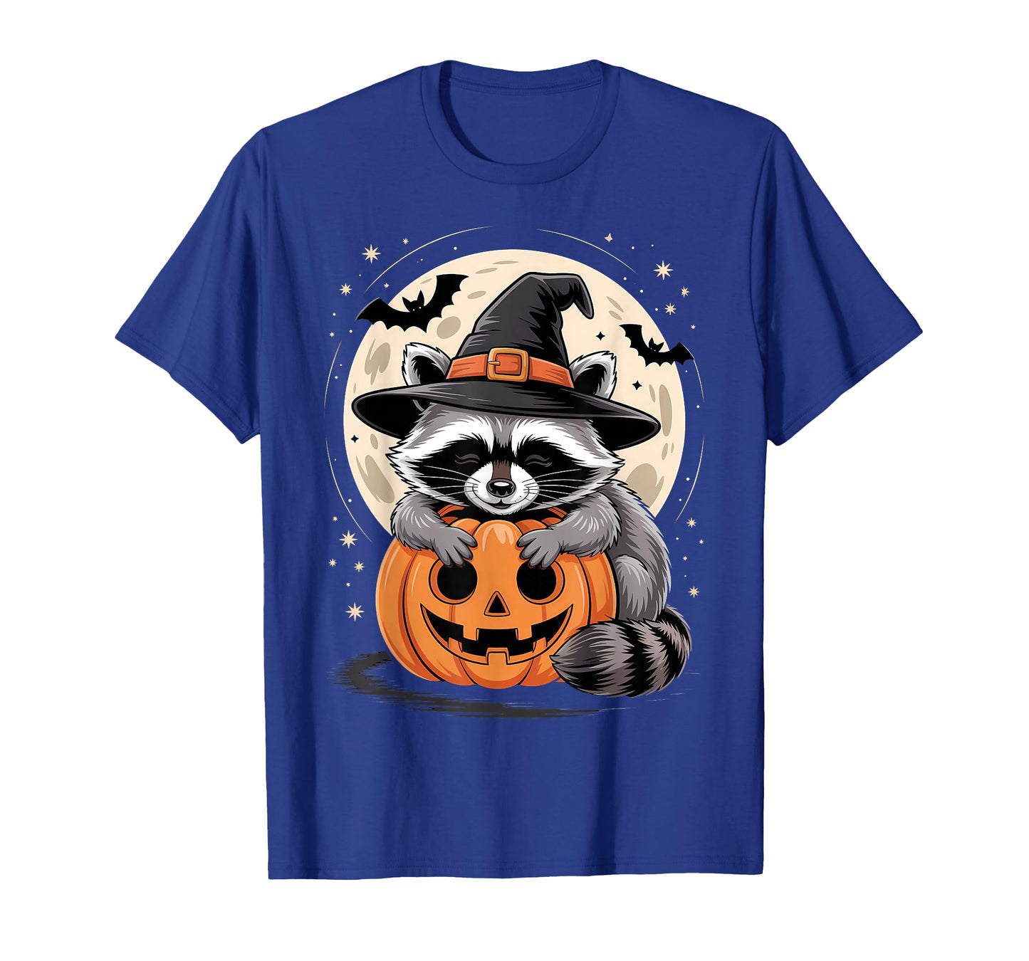 Halloween Raccoon Witch Hat Pumpkin Spooky T-Shirt