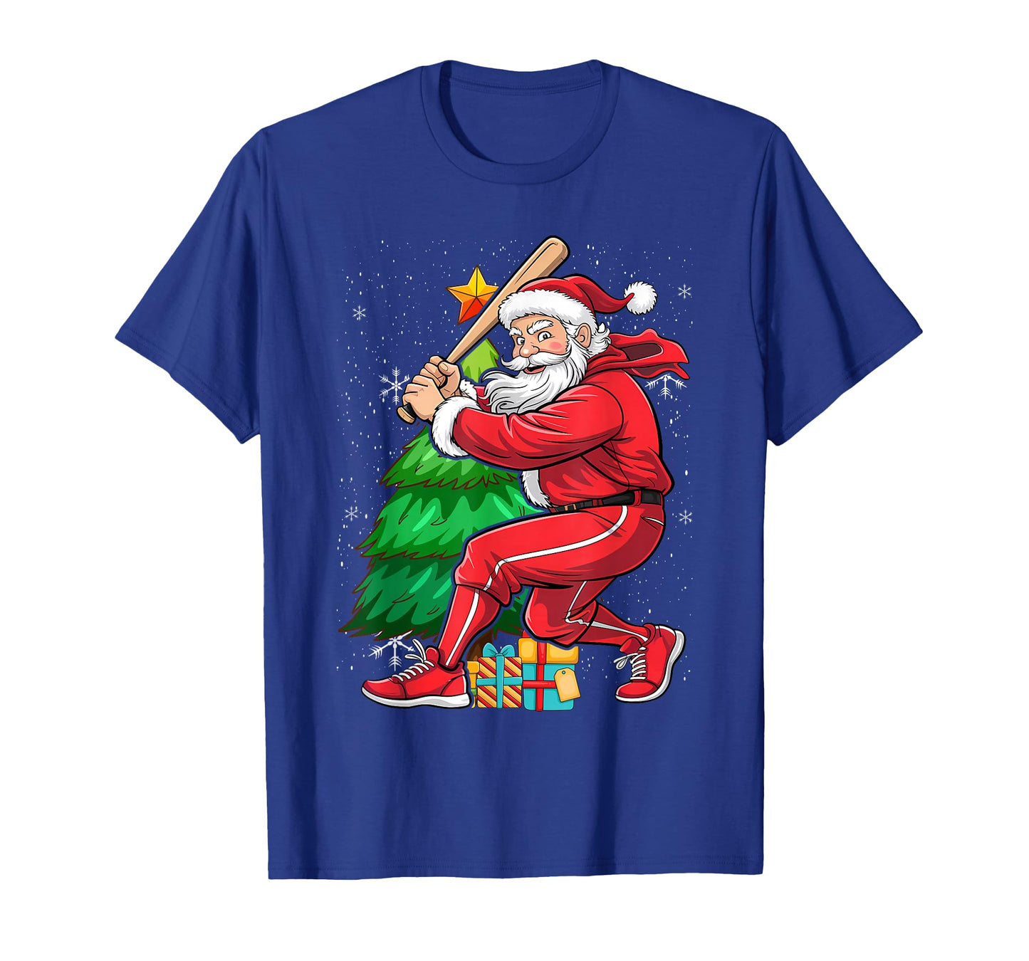 Christmas Santa Playing Baseball T-Shirt