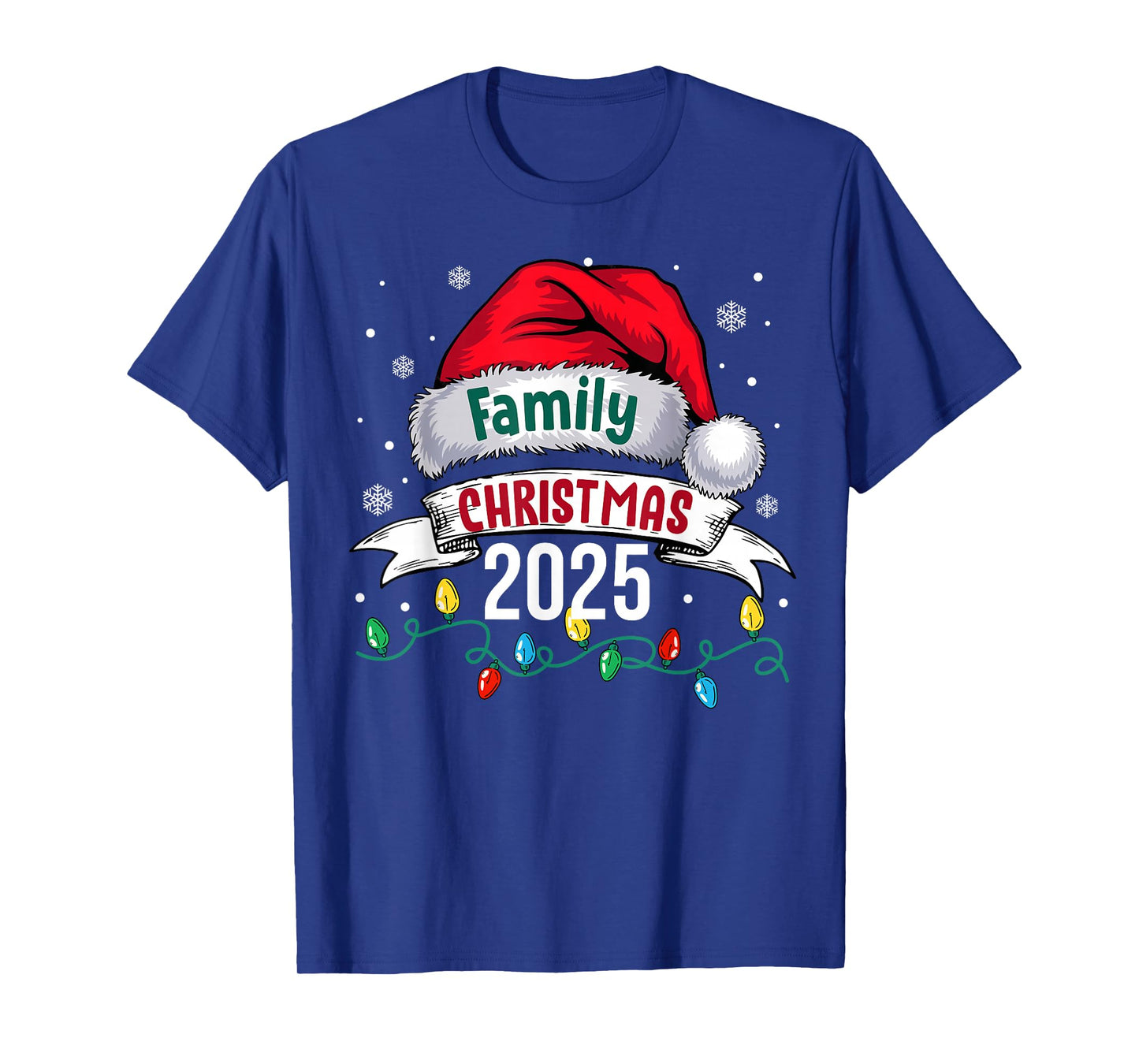 Family Christmas 2025 Santa Hat Lights Xmas Men Women T-Shirt