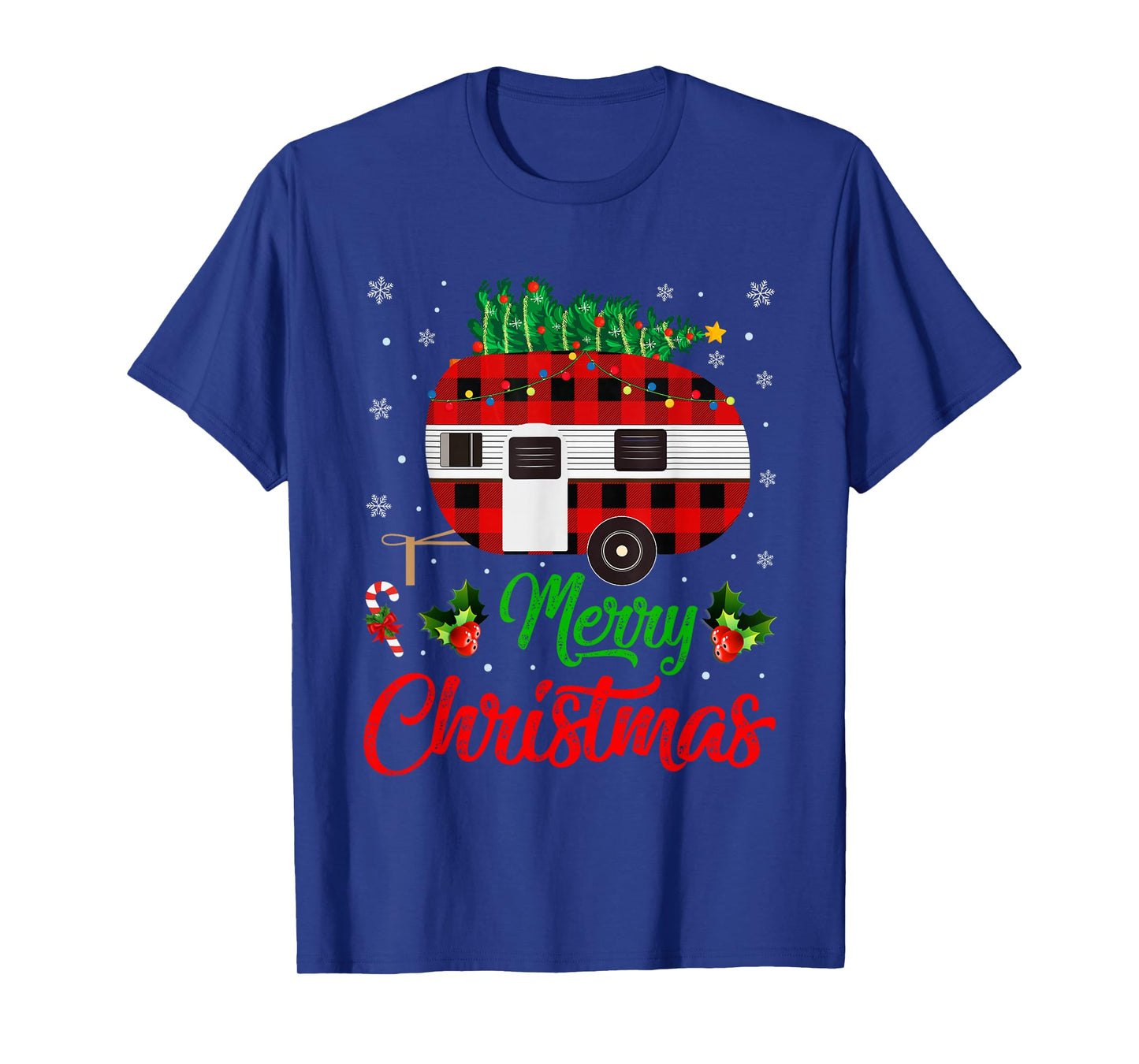 Camper Merry Christmas Tree Outdoors Camping Truck Xmas T-Shirt